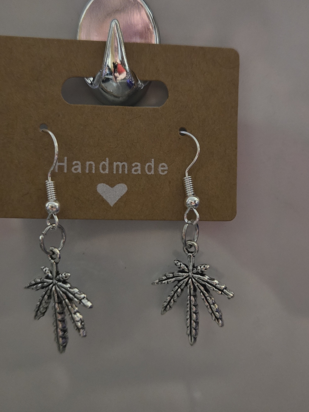 Handmade Silver Leaf Dangle Earrings